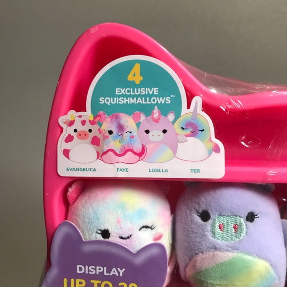Squishmallows Squishville Display Pink Case w/ Set of 4 Plush 2" fits up 20 NEW - Picture 4 of 11
